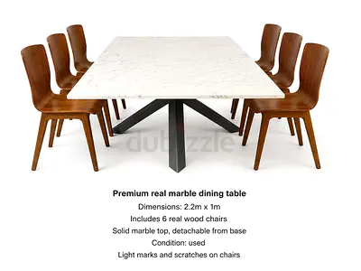 Marble Dining Table and  6 x Chairs