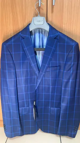 Hugo Boss Men's Blue Checked Suit Jacket - Excellent Condition size 50