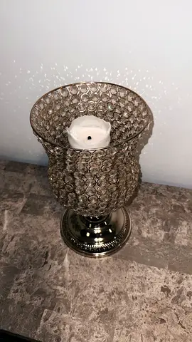 Set of 2 Crystal Candle Holders, Gold Finish