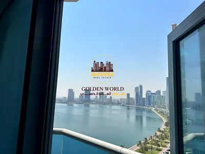 إطلالة بحرية | تكييف مجاني | موقف سيارات مجاني | شقة غرفتين وصالة مع ميد روم | 3 حمامات | مطبخ واسع | خزائن حائط | المجاز 3 الشارقة | 4 أو 6 شيكات