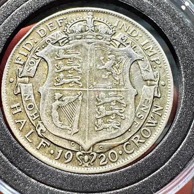 Silver 1920 Half Crown Great Britain coin (old antique coins)