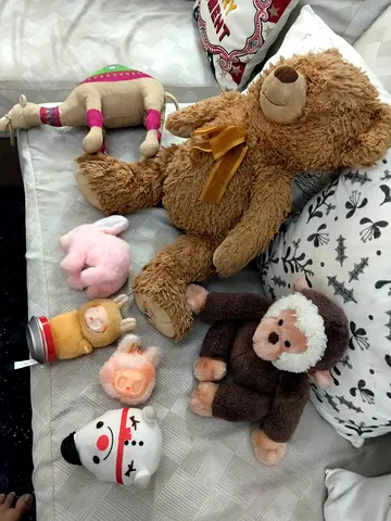 Mixed plush toy bundle — teddy bear, monkey and small stuffed animals