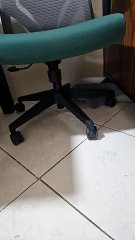 Heavy duty ergonomic office chair with mesh back and green seat