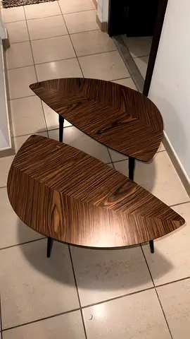 2 IKEA Lövbacken Side Tables, Walnut Effect, Black Legs