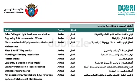 Dubai Technical Services Trade License for Sale