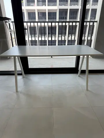 White modern rectangular dining table / desk — clean, sturdy design
