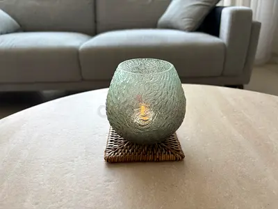 Glass Candle Bowl with Artificial Candle - 10 x 10 cm