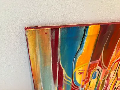 Abstract colorful acrylic canvas painting — modern wall art - 61 x 48 cm
