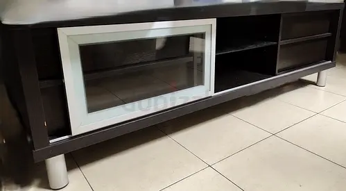 TV Stand w Sliding Glass Panel