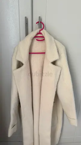 Cream wool-blend long coat, lightly used, size free