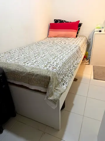 IKEA Single white wooden bed - great condition