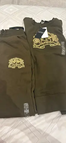 New with tags olive green embroidered sweatshirt and joggers set - size S
