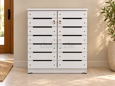 White 2 Door Shoe Cabinet – Shoe Storage Organizer