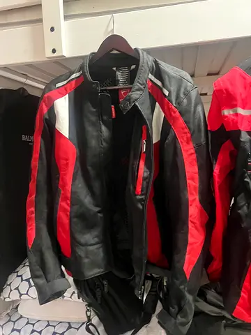 Men's Red & Black Motorcycle Jacket - Medium