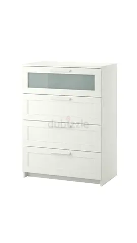 IKEA White 4-Drawer Chest with Frosted Glass Panel