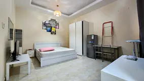 Full furnished studio room available in khalifa city Rent per month 3200 included electric city wate