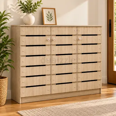 3 Door Shoe Cabinet – Ash Wooden Shoe Storage Organizer