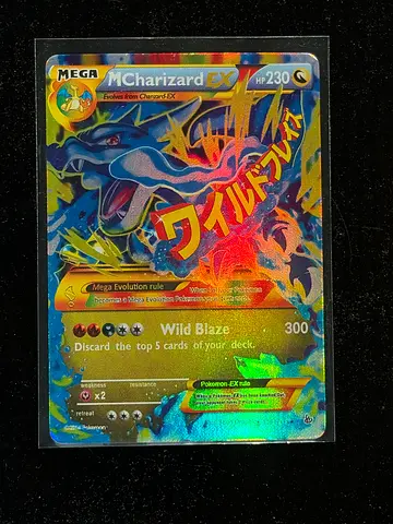 Rare Mega M Charizard-EX Holo Pokémon Card (Sleeved)