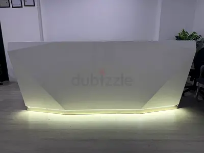 Modern White Reception Desk with Underlight