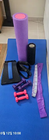 Home Workout Set — Yoga Mat, Foam Roller, Bands & Dumbbells