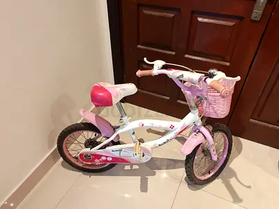 Girls' 16-inch Pink & White Kids Bike with Basket — Good Condition