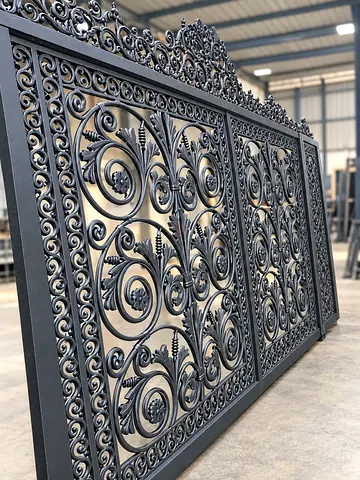 Ornate Decorative Metal Gate Panel — Black Wrought Iron Design