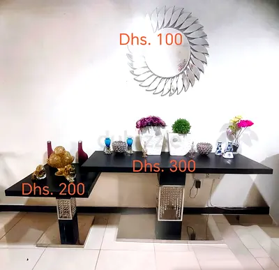 Modern Black Console Table with Decorative Base (2- pcs)