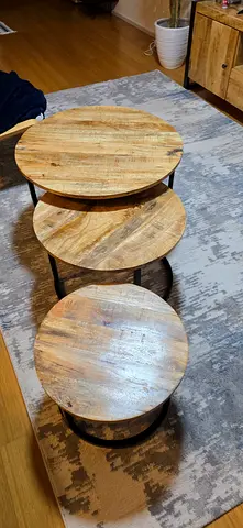Nesting tables. Mango wood.