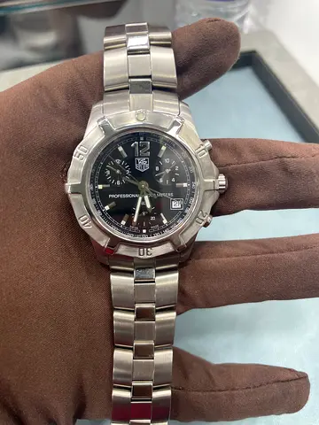 Stainless Steel Men's Chronograph Watch with Black Dial