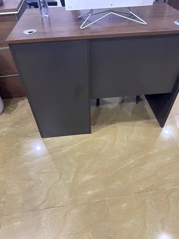 Modern wooden office desk with storage cabinet - good condition