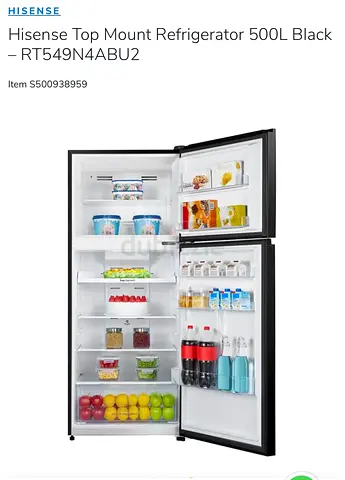 Hisense Top Mount Refrigerator 500L RT549N4ABU2 - Black, Good Condition
