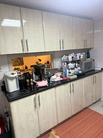 Set of Wall-Mounted Kitchen Cabinets in Light Wood Finish — 3 sections