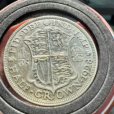 Silver 1928 Half Crown Great Britain coin (old antique coins)