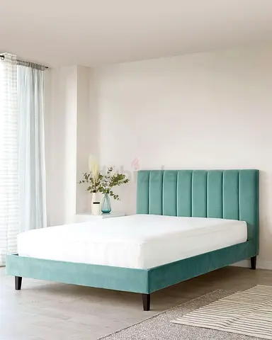 Modern design sea green colour 160*200 queen size bed.