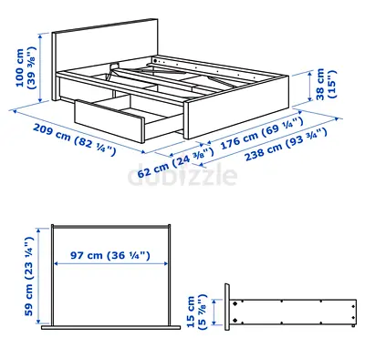 IKEA Malm Bed frame with Bed for Sale