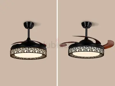 Retractable Blade Ceiling Fan with Integrated Light - Dark Bronze Finish
