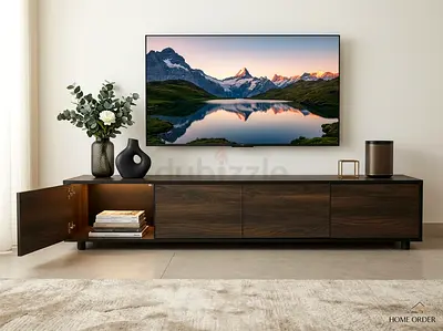 Dark walnut tv console