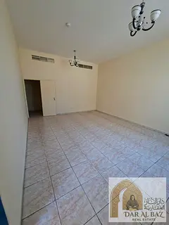 A two-bedroom and living room apartment is available for annual rent in Al Majaz 3, Sharjah. It feat