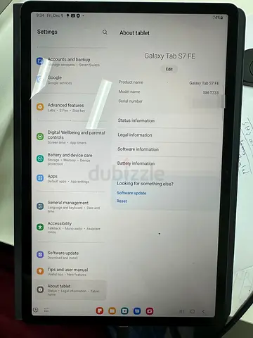 Samsung Galaxy Tab S7 FE 64GB Wi-Fi, 12.4 inch