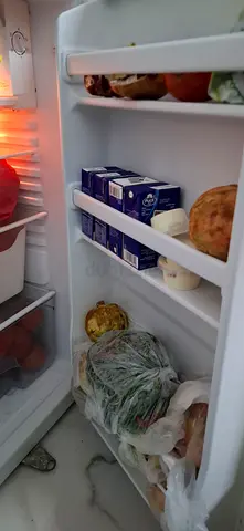 Small single-door fridge with shelves and vegetable drawer - used