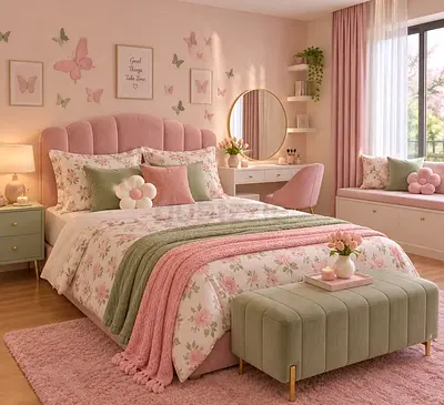 Stylish cozy light pink colour 160*200 queen size bed.