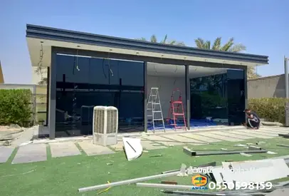 Parking Shed, Steel Fabrication, Aluminum, Electric Work - Ajman