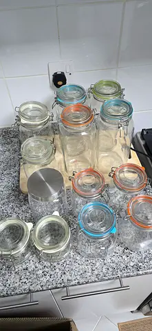 12 Glass Food Storage Jars w/ Clip Lids & Rubber Seals