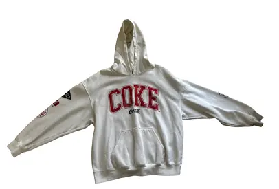 White Coca-Cola 'COKE' Graphic Hoodie - Size L
