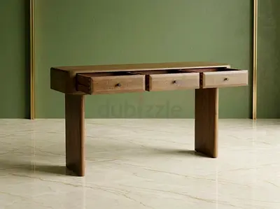 West elm Solid Wood Console Table with 3 Drawers - Minimalist Design