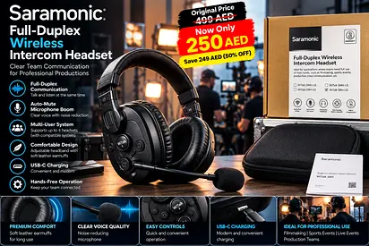 Saramonic WiTalk SRH-US – Full-Duplex Wireless Intercom Headset