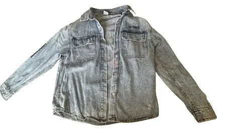Light grey denim shirt jacket - unisex, size S/M