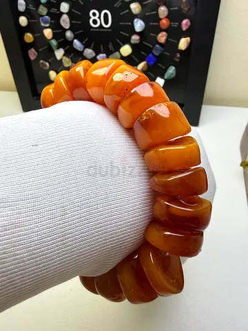 Natural Antique Butterscotch Amber 61.5g Bracelet سوار كهرمان بلطيقي عسلي طبيعي 61.5 غرام