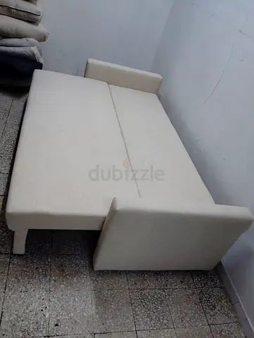 Beige Convertible Sofa Bed – Single/Double Low-profile