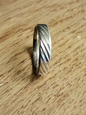 Sterling 925 Silver men's ring with diagonal groove design, size 10